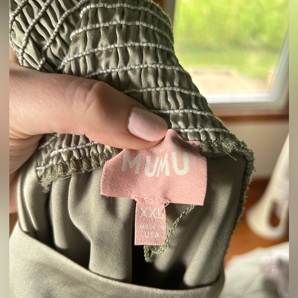 Show Me Your Mumu XXL Claire Midi Dress in Moss Green Luxe Satin - Picture 7 of 11